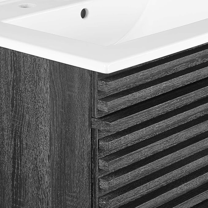 Modway Render 24" Wall-Mount Bathroom Vanity in Charcoal White
