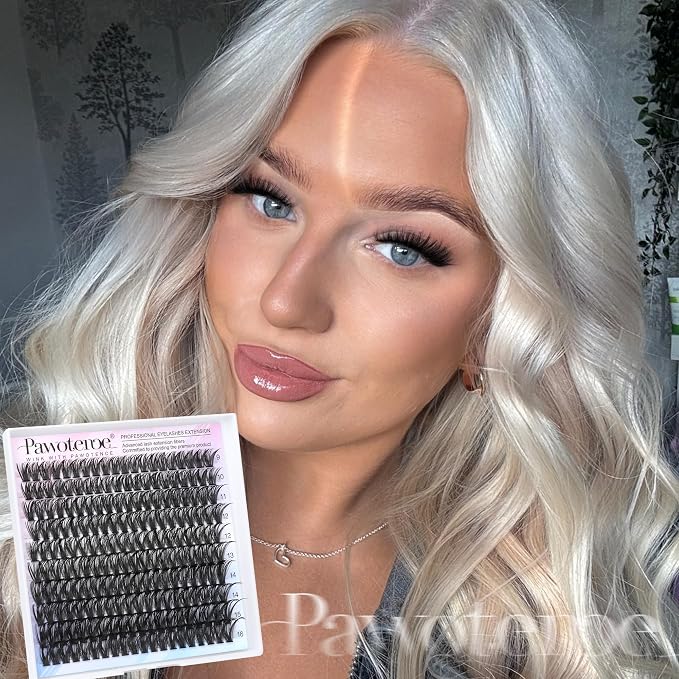 Lash Clusters 200pcs Individual Lashes 50D Cluster Eyelash Extensions 9-16mm Eyelash Clusters Lash Extensions for Self Application (50D, 0.07D, 9-16mm Refill)