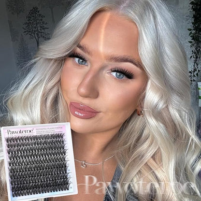 Lash Clusters 200pcs Individual Lashes 50D Cluster Eyelash Extensions 9-16mm Eyelash Clusters Lash Extensions for Self Application (50D, 0.07D, 9-16mm Refill)