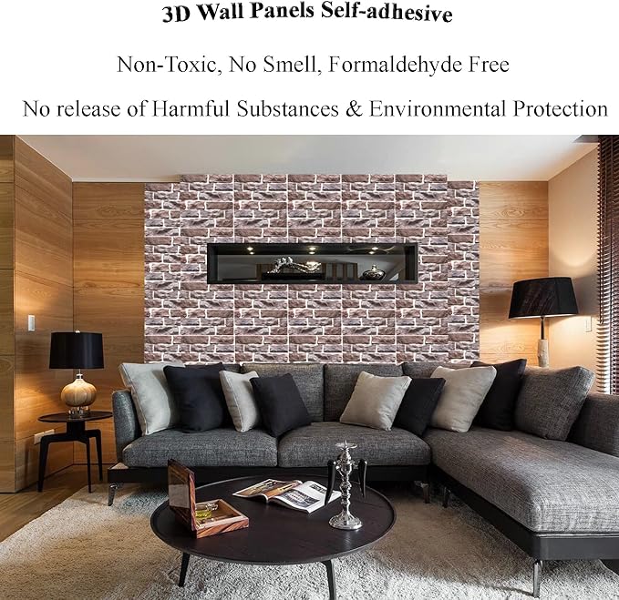 3D Wall Panels Peel and Stick,10Pcs 3D Brick Wallpaper Self-Adhesive | 11.81*11.81 Inch, Waterproof, Self-Adhesive Wall Tiles, for Accent Walls, Kitchen, Bathroom, Bedroom & Office Decor