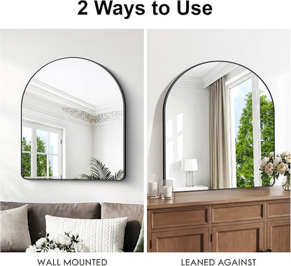 BONEWEI Arched Wall Mirror,36x40 inch Black Arched Mirror Bathroom,Vanity Mirror for Over Sink Metal Frame,Tempered Glass Arch Mirrors for Bedroom,Entryway,Living Room,Home Decor Shatter-Proof