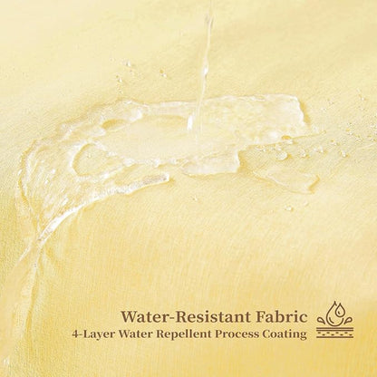 BTTN Extra Long Boho Scalloped Linen Textured Shower Curtain, 72x96, Yellow | Extra Tall Size, 230GSM Waterproof Polyester, Heavy Duty Fabric, 12 Plastic Hooks, Elegant Farmhouse Style, Machine Washable