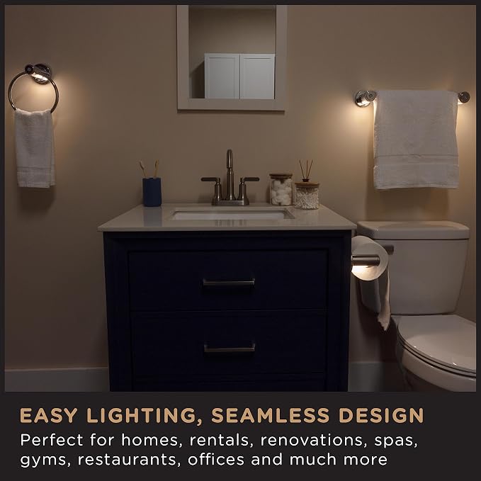 Enbrighten Toilet Paper Holder with Motion Sensing Night Light | Battery Operated, Bathroom Lighting, Toilet Paper Holder Wall Mount, Toilet Paper Roll Holder, Chrome, 77233