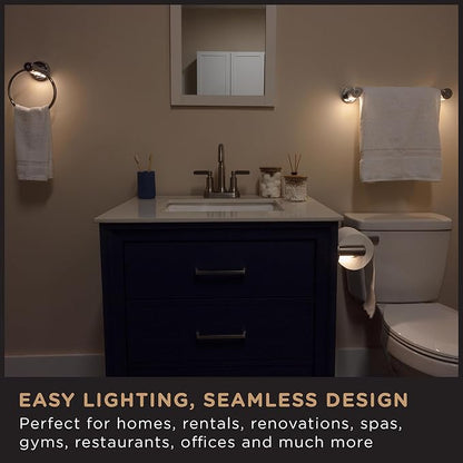 Enbrighten Toilet Paper Holder with Motion Sensing Night Light | Battery Operated, Bathroom Lighting, Toilet Paper Holder Wall Mount, Toilet Paper Roll Holder, Chrome, 77233
