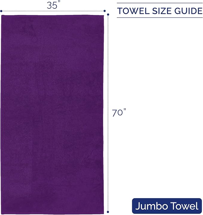 Elegant Comfort Premium Turkish Cotton 1 Piece Jumbo Bath Towel - 35 x 70 inch, Luxurious Hotel Spa Quality 100% Turkish Cotton Large Bath Towel - Highly Absorbent - Soft Bathroom Towel, Purple