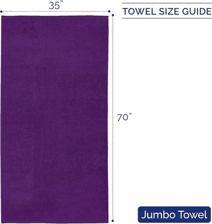 Elegant Comfort Premium Turkish Cotton 1 Piece Jumbo Bath Towel - 35 x 70 inch, Luxurious Hotel Spa Quality 100% Turkish Cotton Large Bath Towel - Highly Absorbent - Soft Bathroom Towel, Purple