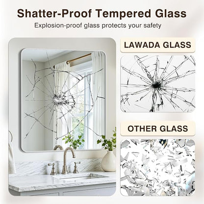 Vanity Bathroom Mirror, 36”x30” Silver Bathroom Mirror for Over Sink | HD Tempered Glass, Anti-Rust Frame, Vertical or Horizontal, Wall Mirrors for Bathroom Sink, Living Room, Entryway, Bedroom