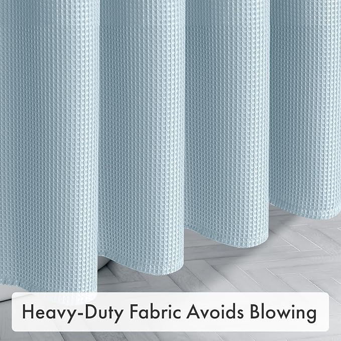 AmazerBath Small Shower Curtain Waffle, Stall Shower Curtain, Fog Blue Shower Curtain Fabric, Hotel Quality Bathroom Shower Curtains, Heavy Duty, 36 x 72 Inches