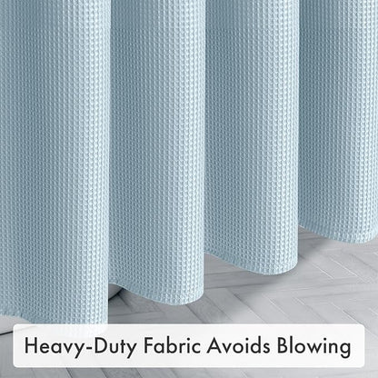AmazerBath Small Shower Curtain Waffle, Stall Shower Curtain, Fog Blue Shower Curtain Fabric, Hotel Quality Bathroom Shower Curtains, Heavy Duty, 36 x 72 Inches