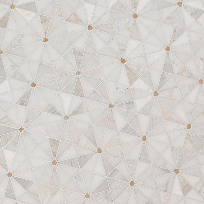 MSI Elegante Pinwheel Gold Natural Stone Mosaic Tile Sample, Mesh-Mounted, for Kitchen Backsplash, Bathroom, Floor, Shower, and Accent Wall