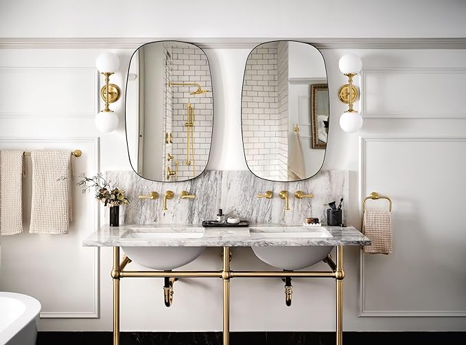 Moen Colinet Brushed Gold Traditional Lever Handle Wall Mount 8" Widespread Bathroom Faucet Trim, Valve Required, TS44104BG