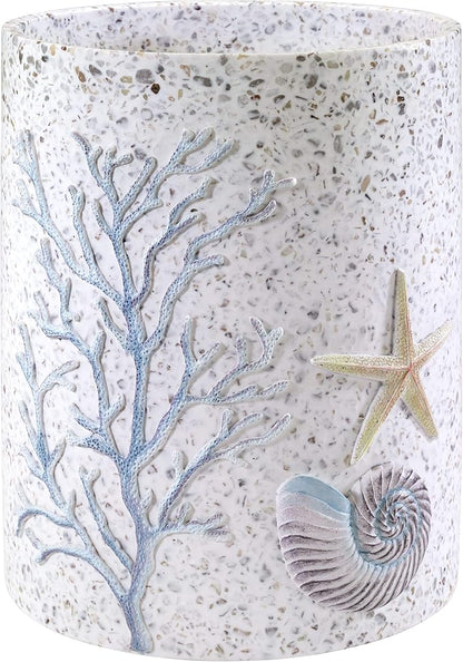 Avanti Linens - Wastebasket, Decorative Trash Can, Guest Bathroom Essentials, Sea Inspired Home Decor (Coastal Terrazo Collection)
