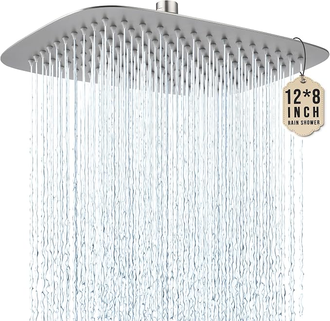 G-Promise All Metal 12 Inch Large Rain Shower Head for Ceiling or Wall | Built to Last, Rust Resistant 304 Stainless Steel, Easy to Install, Full Body Coverage Rainfall Shower Head, Daily SPA