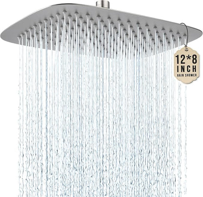 G-Promise All Metal 12 Inch Large Rain Shower Head for Ceiling or Wall | Built to Last, Rust Resistant 304 Stainless Steel, Easy to Install, Full Body Coverage Rainfall Shower Head, Daily SPA