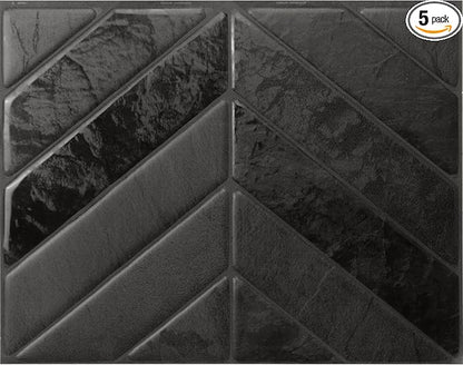 Smart Tiles Peel and Stick backsplash, Chevron Black, 11.43"x9" | Pack of 5 (3.5 sq ft), Matte & Glossy, Heat/Moisture Resistant, Low VOC, Kitchen/Bathroom, Renter Friendly, Made in Canada