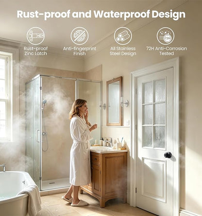 Veise 3 Pack Privacy Interior Door Knobs for Bed & Bathroom, Matte Black | ANSI Grade 3, Keyless, Easy Installation, Thumb Lock Emergency Release, Rust & Fingerprint-proof, Reversible,Classic