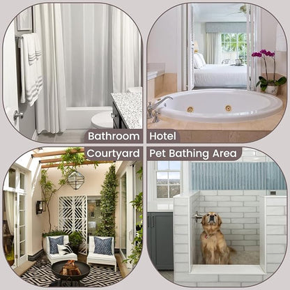 SORTTO No Hook Slub Shower Curtain with Liner, 60x74, Grey | Snap in Liner, 3 in 1, Bamboo Texture, Hotel Style, Waterproof Fabric, Mesh Top Window, Corner Magnets, Machine Washable