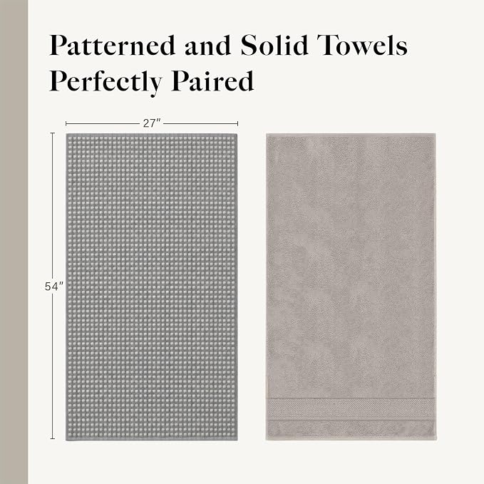 Modern Threads 6 Piece Cotton Bath Towel Set – Ultra Soft 600 GSM Towels – Bathroom Set with Hand Towels and Washcloths – Waffle (Charcoal)