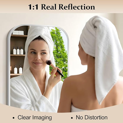 COFENY Bathroom Mirror, 16x24 inch Silver Rectangle Wall Mounted Mirror with Thin Frame, Bathroom Vanity Mirrors for Over Sink, Entryway, Living Room, Bedroom