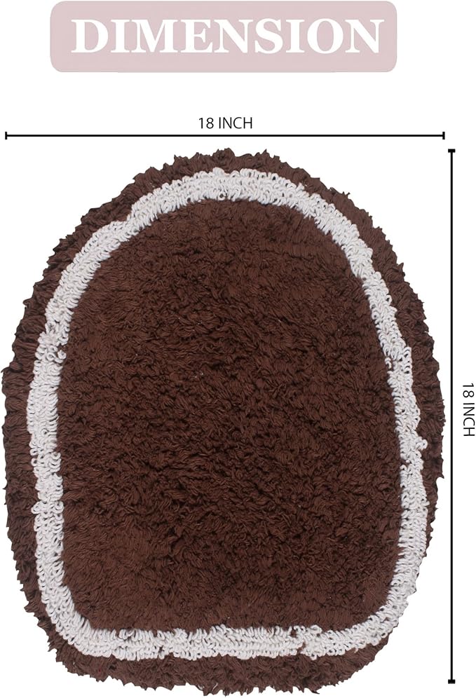 Home Weavers Allure Collection Toilet Lid Seat Cover, Elastic Edges, 100% Cotton Soft Universal Fit for Standard Oblong Round Elongated Bath Room Bowl Lids, Washable, 18"x18" Toilet Lid Cover, Brown