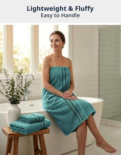 LANE LINEN Towel Set 6 Piece Soft Absorbent Quick Dry 100% Cotton - Teal | Towel Pack - Terry Weave Comfort, Long-Lasting Comfort, Hotel-Style Look, Gets Softer With Every Wash, Machine Washable