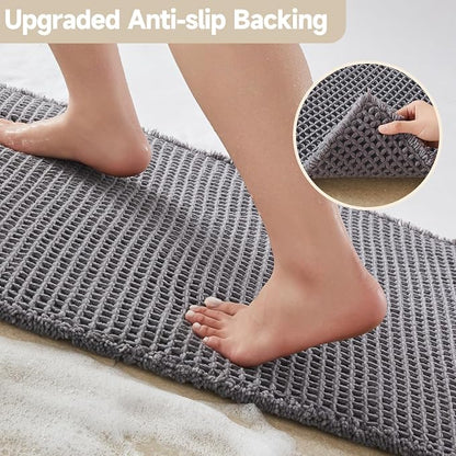 TYUU Waffle Bath Mat, Boho Bathroom Rugs Non Slip, 36x24 Grey | Super Absorbent Quick Dry Bath Rug, Non-Slip Backing, Soft Waffle Washable Farmhouse Bathroom Mats, Tub, Shower & Home Decor