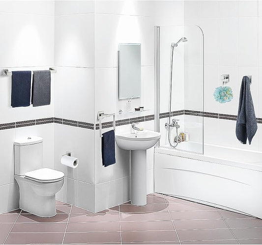 5 Piece Bathroom Hardware Accessories - Brushed Nickel, 24Inch Towel Racks, Stainless Steel Square Towel Bar Set, Wall Mounted