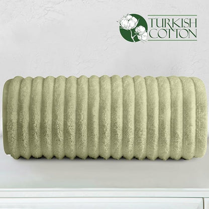 Elegant Comfort 100% Turkish Cotton Corduroy Ribbed Luxury Jumbo Bath Towel Ultra Soft - 35 x 70 Inch - Luxury Spa Premium Hotel Quality Highly Absorbent and Quick Dry Large Bath Towel, Mint Green