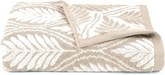 Martex Restore Fern Ogee Bath Towel – Soft, Absorbent, Moisture-Wicking and Quick to Dry – Lightweight for Everyday Use – Comfortable Feel with Convenient Loop for Hanging – 30" x 56" – Sand