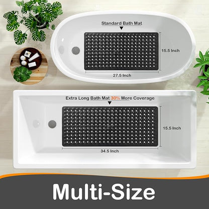 Yimobra Bathtub Mat Non Slip, 27.5"X15.5" Machine Washable Shower Floor Mat, Soft on Feet, Bathmat with Drain Holes and Suction Cups, Bathroom Essentials, Black