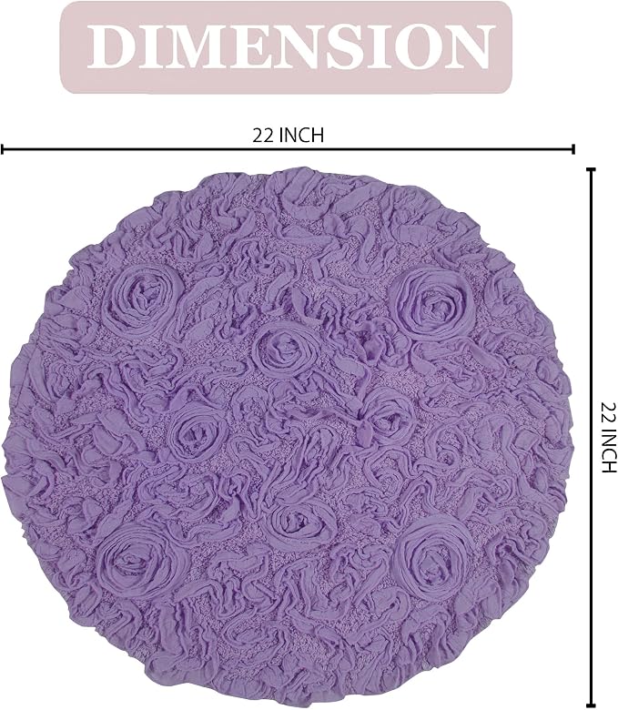 Home Weavers Bell Flower Collection 100% Cotton Tufted Bath Rugs, Extra Soft and Absorbent Bath Rugs, Non-Slip Bath Mats, Machine Washable, Bath Mats for Bathroom Floor and Tub, 22" Round, Purple