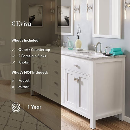 Artemis 60 in. White Double Sink Bath Vanity with Engineered Top and Undermount Porcelain Sinks