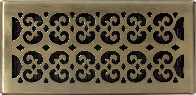 Decor Grates SPH614-A Scroll Collection Floor Register, 6x14, Antique Brass Finish