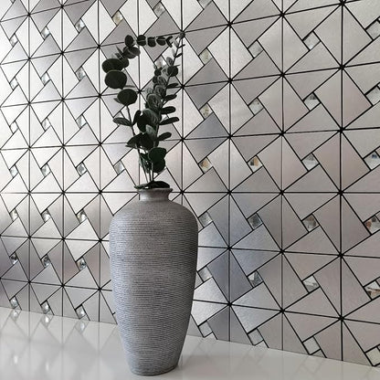 DICOFUN 10-Sheet Peel and Stick Backsplash Metal Tile, Mixed Glass Self-Adhesive Mosaic Tiles, Stainless Steel Stick on Wall Tiles for Kitchen and Bathroom Backspalsh, Mirror Décor