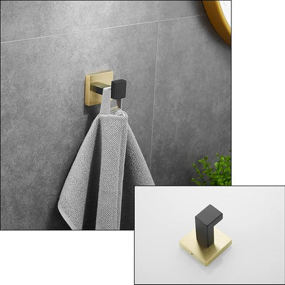 Bathroom Hardware Set 23.6-Inch Towel Bar,2pcs Towel Hook,Toilet Paper Holder,Hand Towel Holder Stainless Steel Black/Gold Bathroom Accessories GTS3190BBG