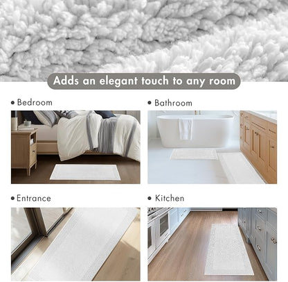 Madison Park Splendor Reversible 100% Cotton Bath Rug, 17 x 24, Grey | Tufted Bathroom Mat, 3000 GSM, Hotel Quality, Luxurious Plush, Medium Pile, Absorbent, Quick Dry, OEKO-TEX, Shower Room Décor