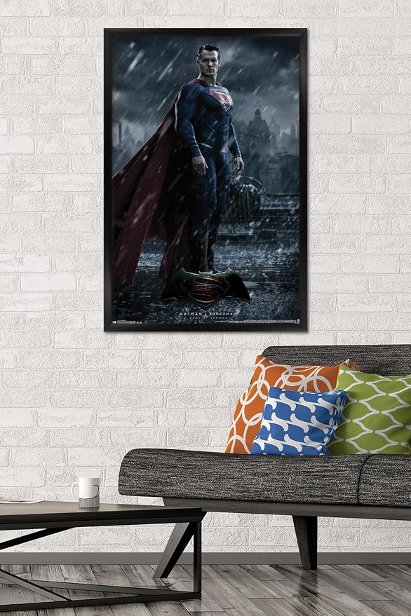 Trends International DC Comics Movie - Batman v Superman - Superman Wall Poster, 22.375" x 34", Black Framed Version