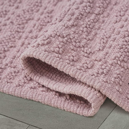 French Connection Nellore Bathroom Rugs, Woven and Beaded, Durable Bath Rugs, Thick Bath Mats for Bathroom and Shower Rugs, 17" x 28", Dusty Pink