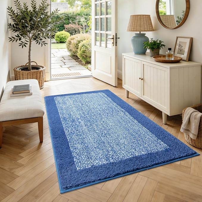 48x32 Large Bathroom Rugs Washable Non Slip, Blue Bath Mat for Bathroom Floor Tub, Soft Absorbent Quick Dry Mats for Shower, Bathtub,Home Decor
