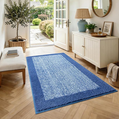 48x32 Large Bathroom Rugs Washable Non Slip, Blue Bath Mat for Bathroom Floor Tub, Soft Absorbent Quick Dry Mats for Shower, Bathtub,Home Decor