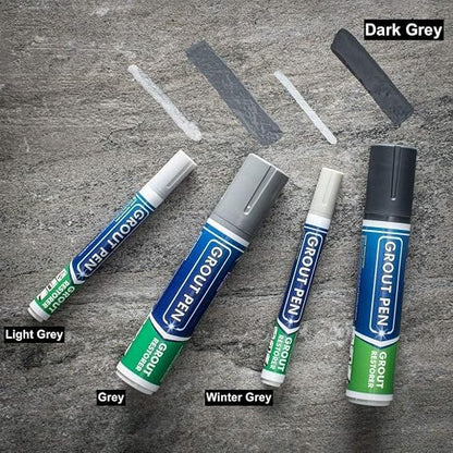 Grout Pen Dark Grey Tile Grout Paint Marker - 2 Pack w/Extra Tips (7mL) | Waterproof Grout Refresh Restorer for Kitchen & Bathroom, Tile Grout Colorant and Sealer Pens - Narrow Tip 5mm - Dark Grey