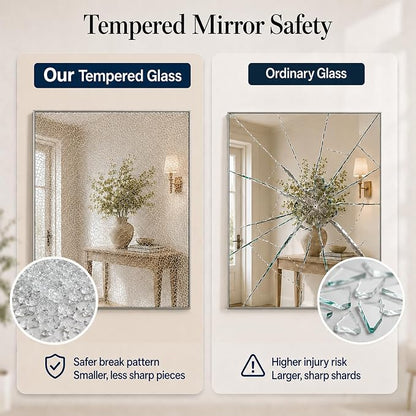 30"x36" Brushed Nickel Framed Rectangle Bathroom Vanity Wall Mirror | Over-Sink Vanity Mirror, Slim Metal Frame, Entryway or Dresser Use, Vertical/Horizontal Mount, Tempered Glass