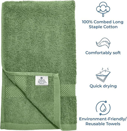 DAN RIVER Luxury Hand Towel – Soft, Absorbent, Quick-Drying, Premium Cotton Towel, Perfect for Everyday Use, 16x28 Inches - Sage Green