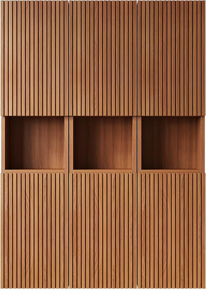 KEIKI Bathroom Wall Cabinet with Soft-Close Doors & Open Shelf, Brown Oak | Premium Wood Medicine Cabinet, Floating Storage Cabinet for Bathroom Kitchen Laundry Room