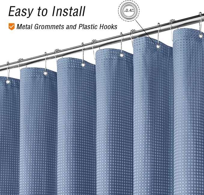 Moonlight Blue Fabric Shower Curtain, 72 X 72 | Cloth-Textured Shower Curtain for Bathroom - Soft Cloth & Hotel Spa Luxury, Water Repellent, Machine Washable