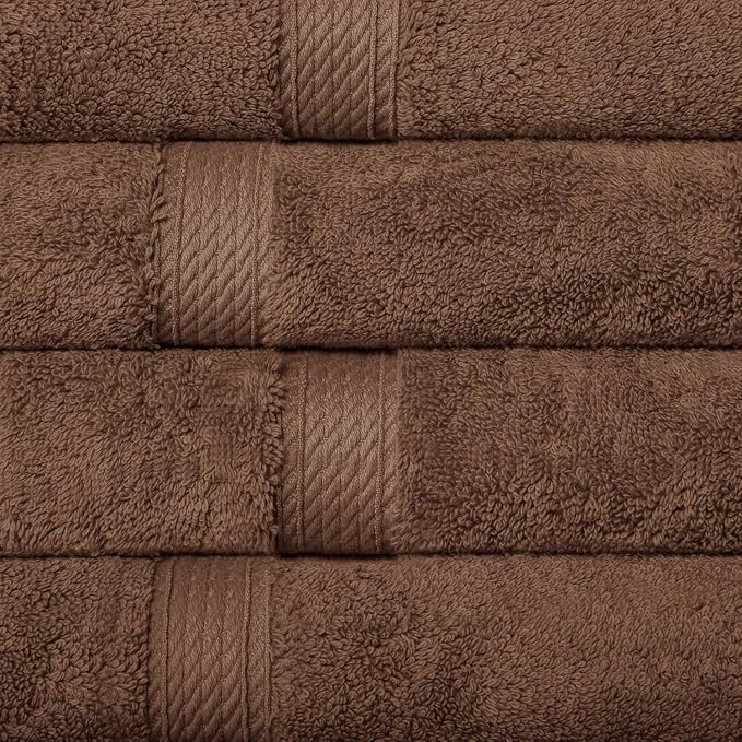 SUPERIOR Egyptian Cotton Plush & Absorbent, Hand Towel Set of 4, Chocolate | Quick Dry, Soft Luxury Towel Set, Bath Essentials for Bathroom, Guest Bath, Spa, 4 Piece Set, Madeline Towels