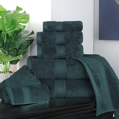 SUPERIOR Egyptian Cotton Ultra Plush & Absorbent, 8 Piece Set, Teal | Quick Dry, Soft Luxury Towel Set, Bath Essentials, Guest Bath, Spa, 2 Bath, 2 Hand, 4 Face Towels, Madeline Towels