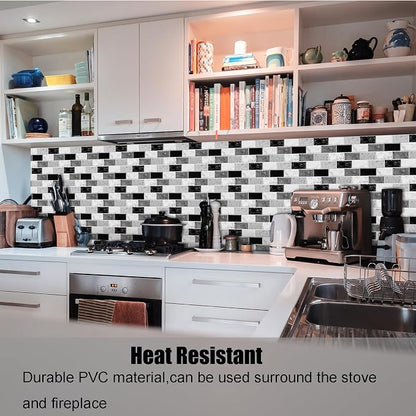12-Sheet Peel and Stick Wallpaper, Subway Tile 6''x12'' Self Adhesive Wall Tiles Waterproof PVC Stick on Backsplash Vinyl Decorative Tiles Stickers for Kitchen Bathroom