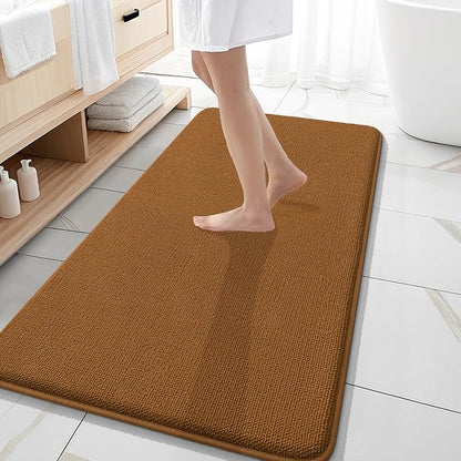 OLANLY Memory Foam Bathroom Runner Rugs 47x20, Absorbent Long Mat, Ochre | Soft Quick Dry Bath Rugs, Non-Slip Carpet, Machine Washable Mat for Bathroom Floor, Tub and Shower, Home Decor Accessories