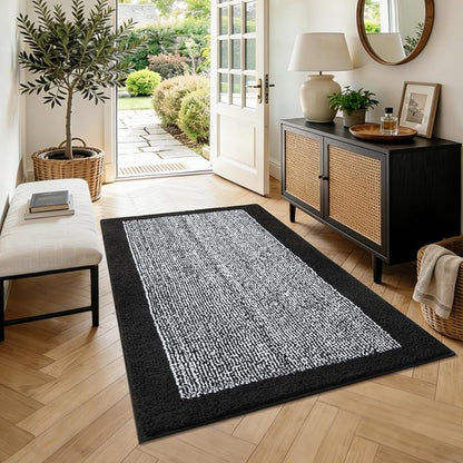 48x32 Large Bathroom Rugs Washable Non Slip, Black Bath Mat for Bathroom Floor Tub, Soft Absorbent Quick Dry Mats for Shower, Bathtub,Home Decor